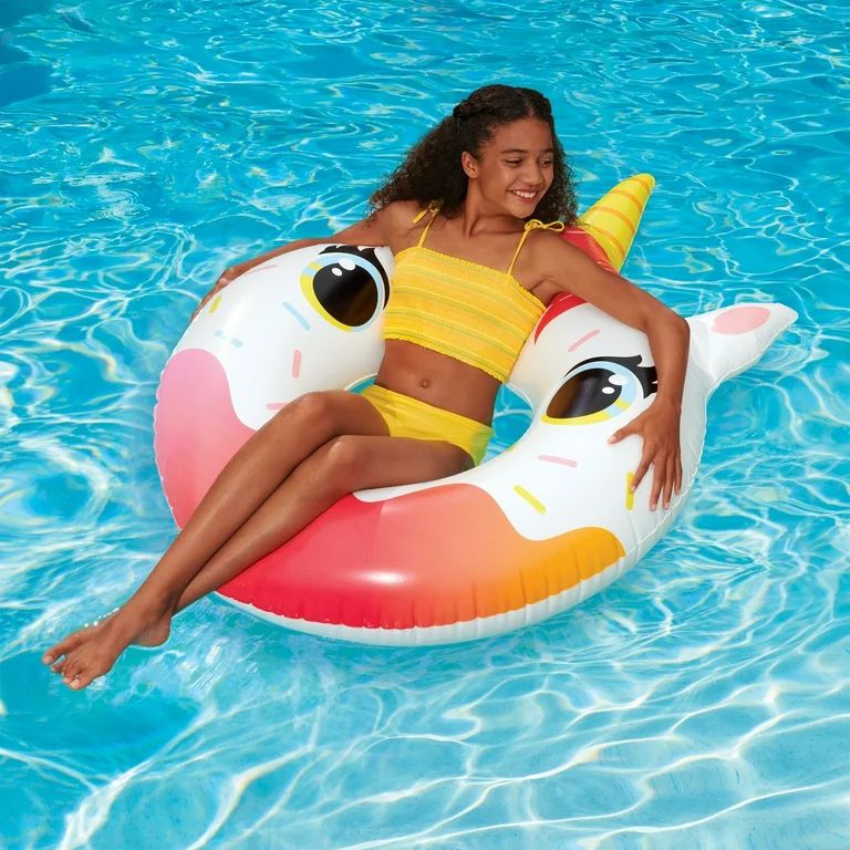 Play Day Inflatable Unicorn Donut Swim Tube Pool Float, Multicolor, for Kids and Adults | Walmart (US)