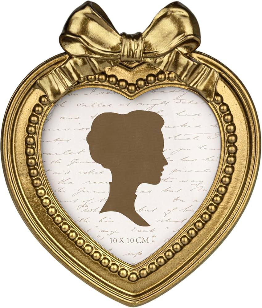 AELS 4x4 Inch Heart Shaped Vintage Picture Frame, Elegant Antique Bow Photo Frames with Glass Fro... | Amazon (US)