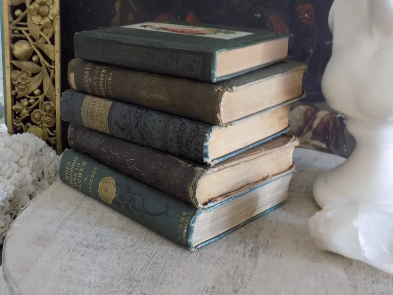 Antique Book Collection. Circa Early 1900. Cottage. Home Decor. Vintage Books. Instant Library. -... | Etsy (US)