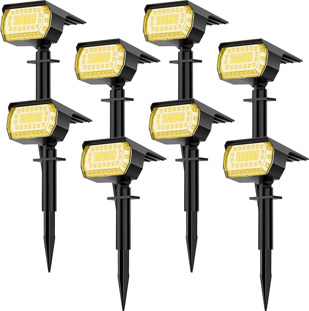 LANSOW Solar Spot Lights Outdoor, [8 Pack/57 LED] 2-in-1 Solar Landscape Spotlights, 3 Modes IP65... | Amazon (US)