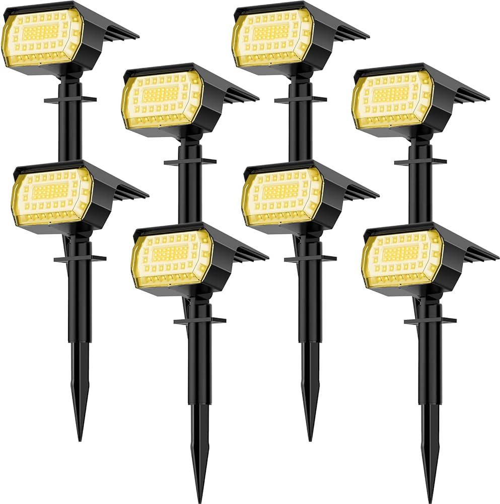 LANSOW Solar Spot Lights Outdoor, [8 Pack/57 LED] 2-in-1 Solar Landscape Spotlights, 3 Modes IP65... | Amazon (US)