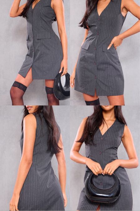Pinstripe Tailored Dress. Charcoal Grey. Button Waistcoat Dress. Sexy librarian, smart, £30, affordable fashion. 

Wardrobe staple. Timeless. Gift guide idea for her. Luxury, elegant, clean aesthetic, chic look, feminine fashion, trendy look, workwear, office.



#LTKeurope #LTKpartywear #LTKsummer