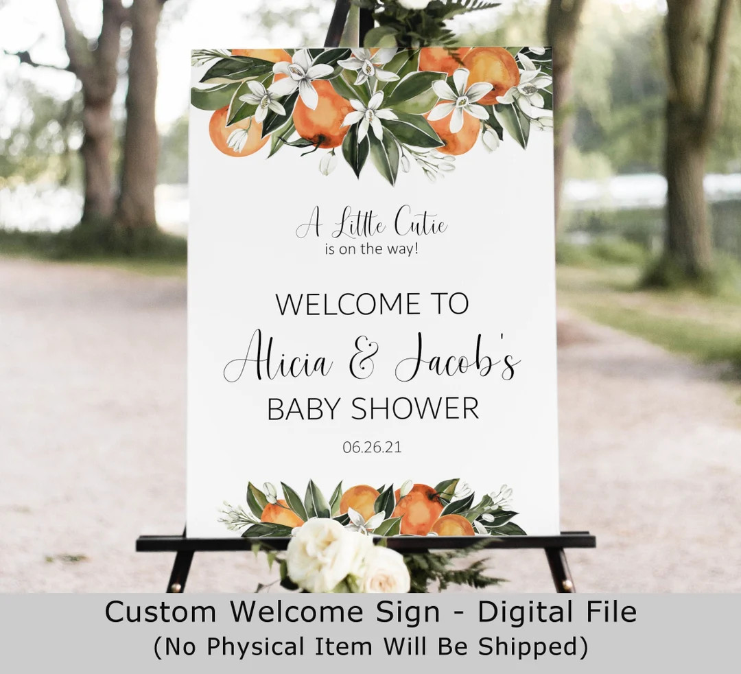 CUSTOM Orange Citrus Welcome Sign Little Cutie Baby Shower Welcome Sign Orange Theme Gender Revea... | Etsy (US)