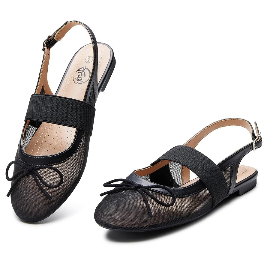 Trary Mary Jane Ballet Flats, Black Flats for Women, Ankle Strap Dressy Comfortable Flats | Amazon (US)