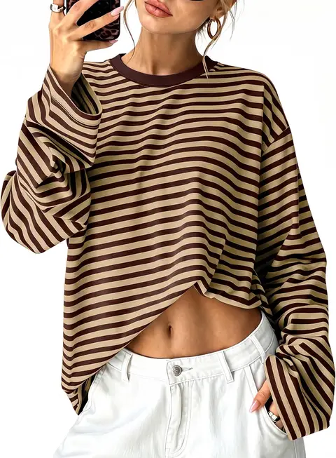 Sampeel Womens Long Sleeve Tops Oversized T Shirts 2026 Y2K Fall Fashion Clothes