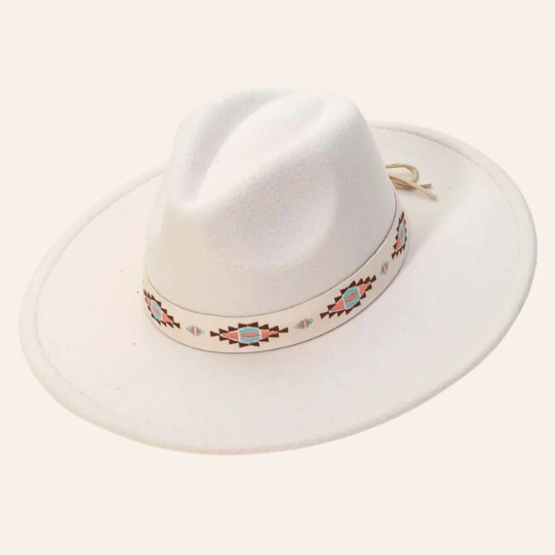 Boho Tribal Pattern Strap Fedora Hat | Little Cottage Boutique