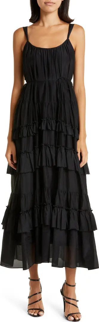 Kandra Ruffle Tiered Cotton & Silk Blend Dress | Nordstrom