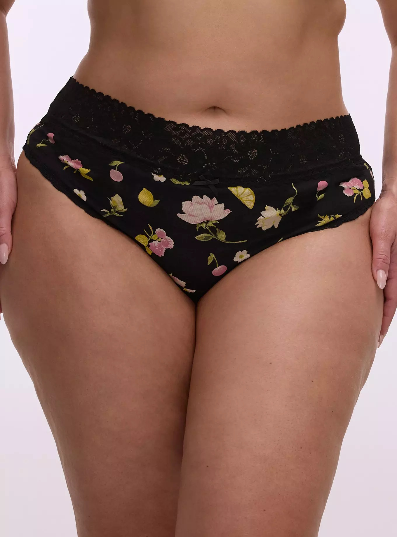 Cotton Mid-Rise Lace Trim Thong Panty | Torrid (US & Canada)