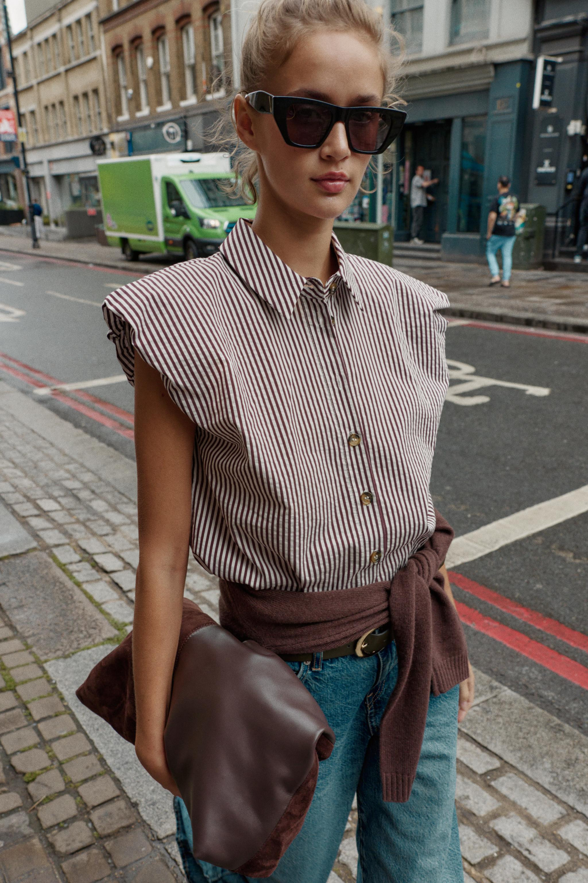STRIPED SLEEVELESS SHIRT | Zara UK