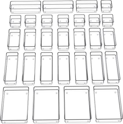 SMARTAKE 29-Piece Drawer Organizer with Non-Slip Silicone Pads, 4-Size Desk Drawer Organizer Tray... | Amazon (US)