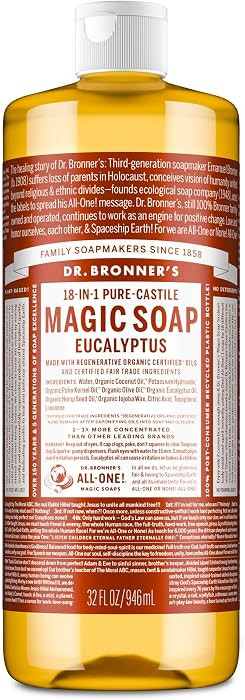 Dr. Bronner's Pure-Castile Magic Soap Liquid (Eucalyptus, 32 Ounce) - Made with Regenerative Orga... | Amazon (US)