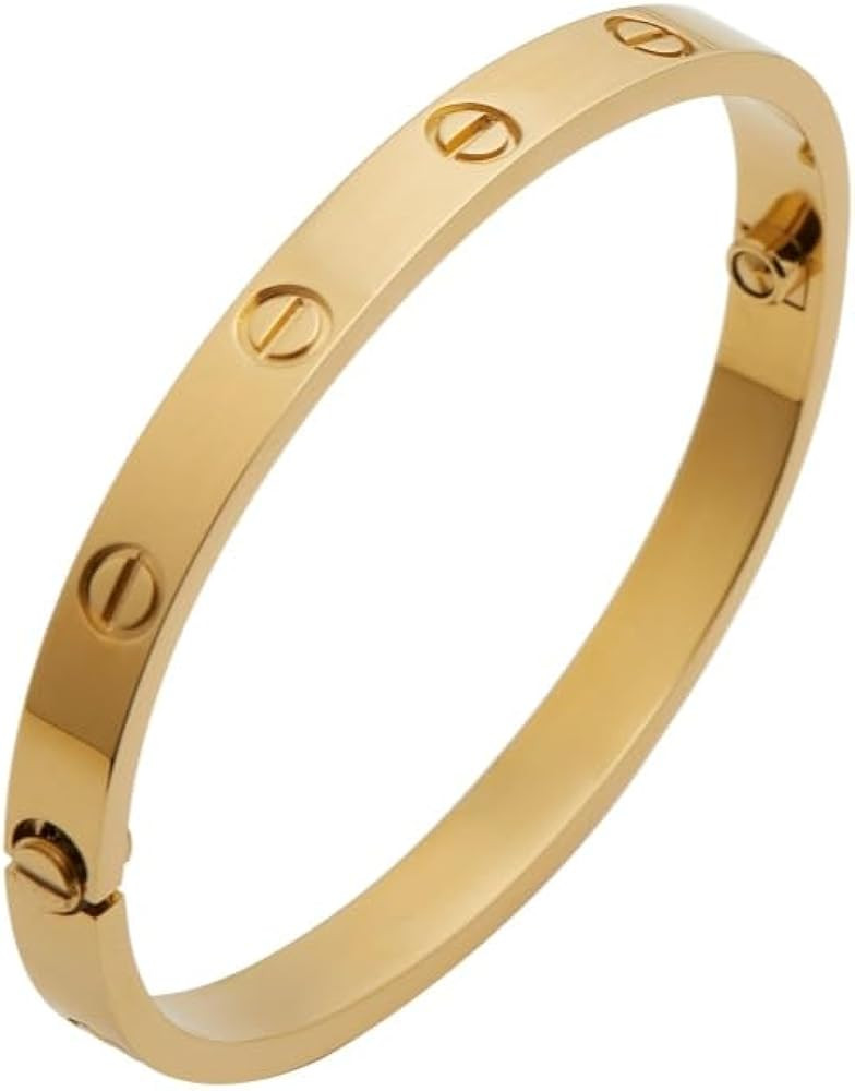 18K Gold Plated Bangle Bracelet Set, Women's Friendship Jewelry, Gift for Her (6.3IN) | Amazon (US)