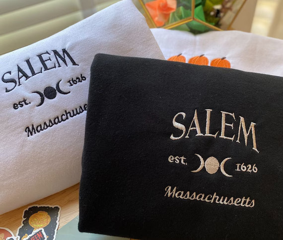 Salem Massachusetts Embroidered Sweatshirt  Fall Sweater  - Etsy | Etsy (US)