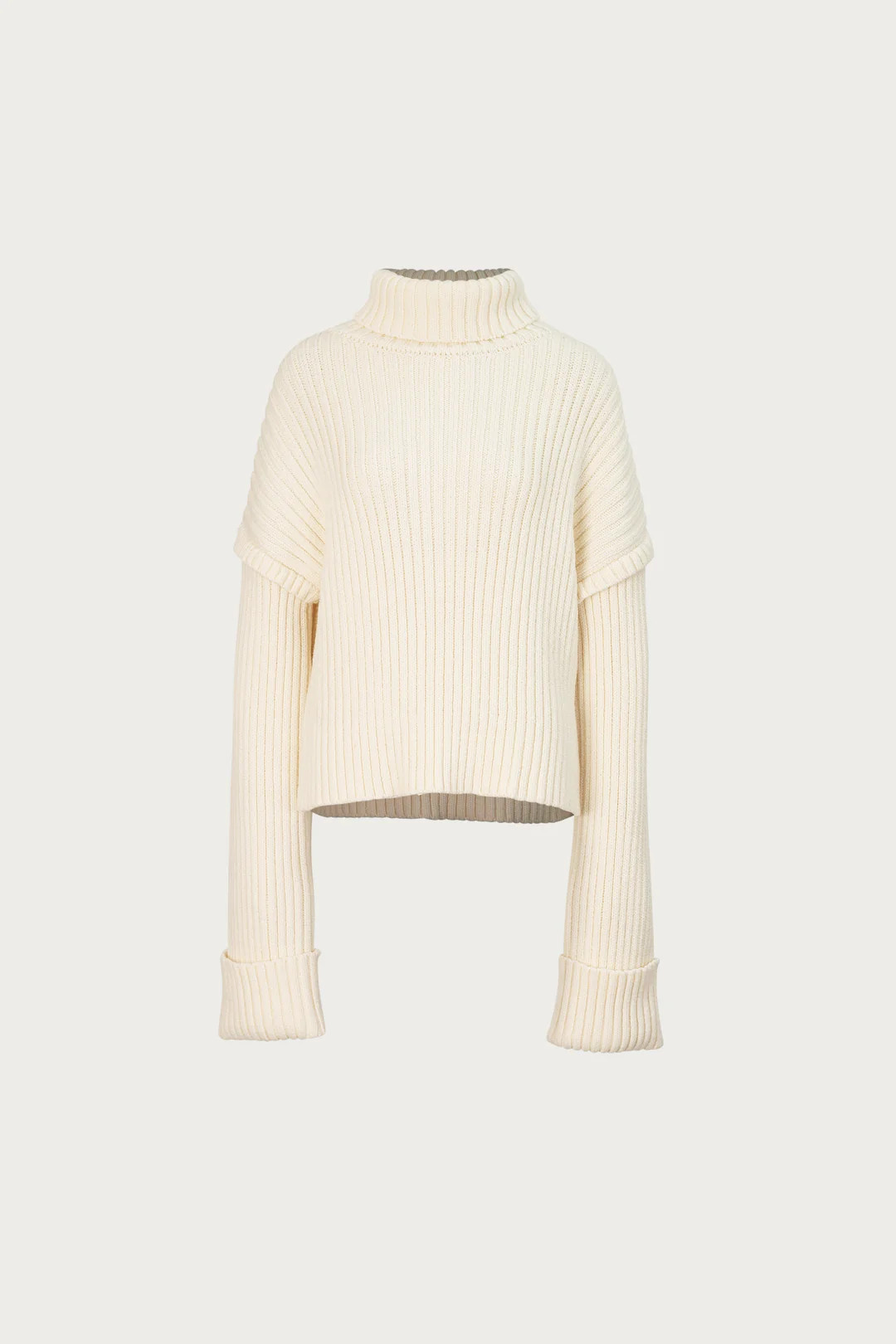 Oversized Ribbed Wool Sweater (Cream) | SAME
