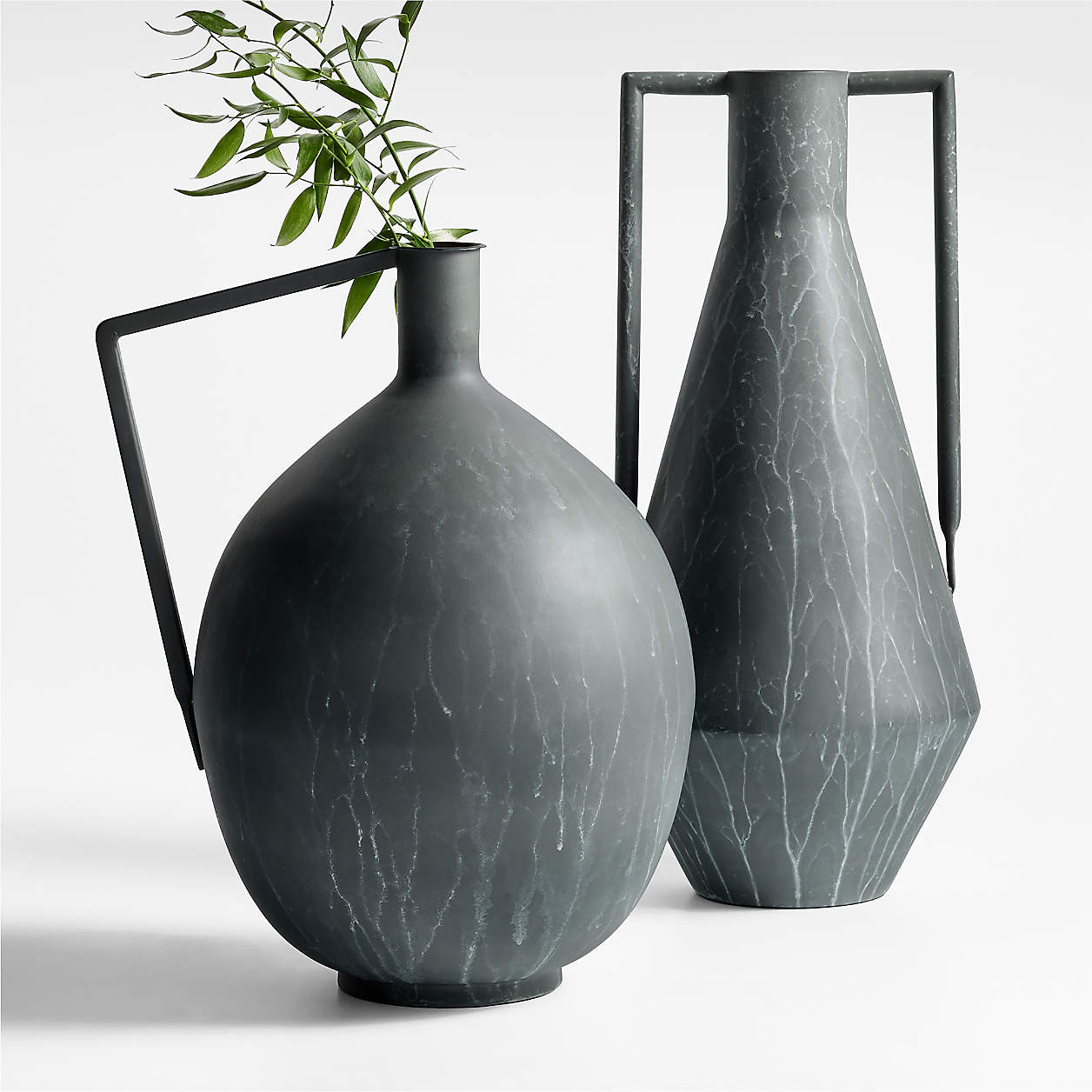 Corra Two Handled Zinc Vase 17" + Reviews | Crate & Barrel | Crate & Barrel