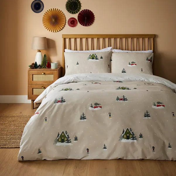 Christmas Scene Reversible Duvet Cover and Pillowcase Set | Dunelm (migrated)