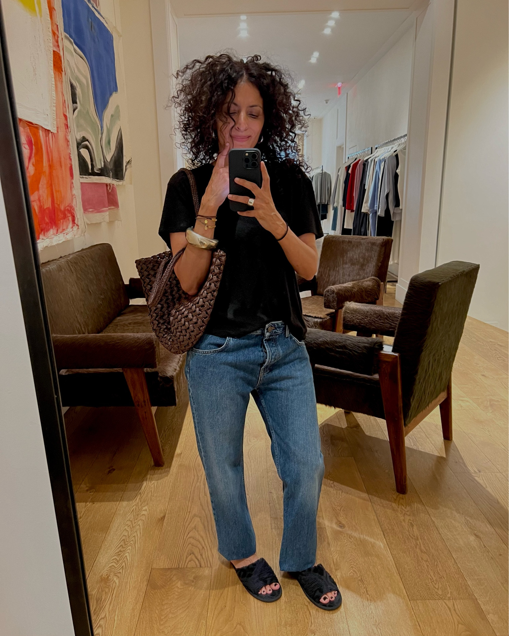 Took a size 25 in Riaco so they’d sit low and loose.  Frances slippers are tts.