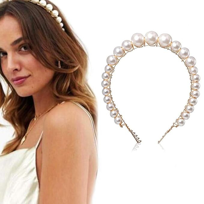 Pearl Headbands for Women,LYDZTION Elegant Bling Headbands Hairpins Headwear Barrette Barrette Ha... | Amazon (US)