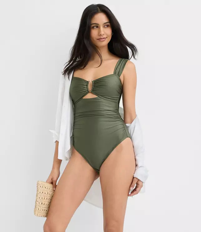 LOFT Beach Ruched U-Wire One Piece Swimsuit | LOFT