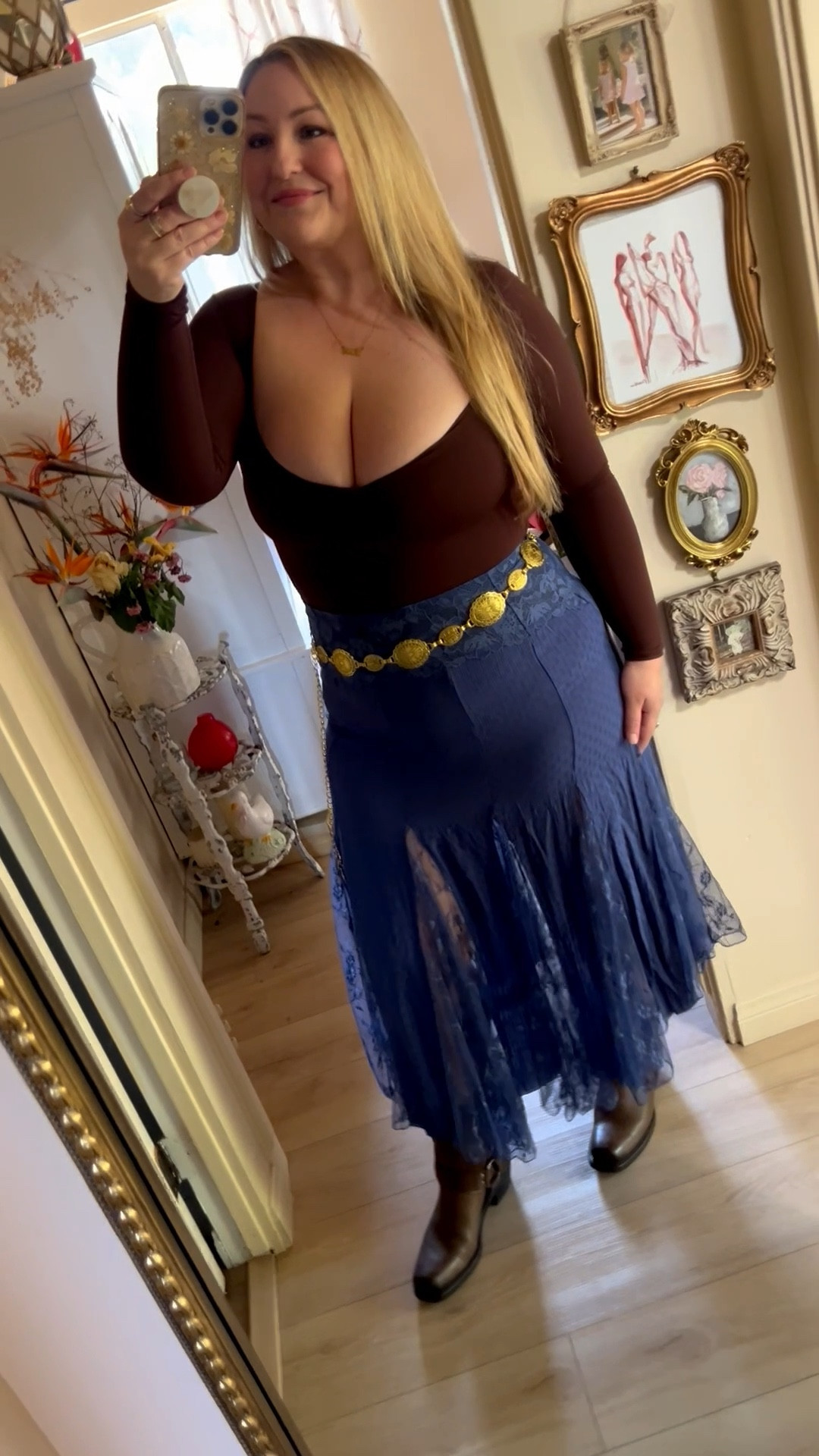 Flirty skirt with a little boot and belt and you’re set 
Size L bodysuit and size L skirt 

#LTKMidsize #LTKPlusSize #LTKootd