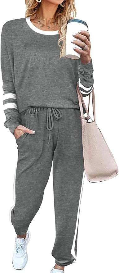Lounge Sets for Women 2 Piece Sets Fall Casual Travel Outfits Sweatshirts Pajamas Set Matching Cl... | Amazon (US)
