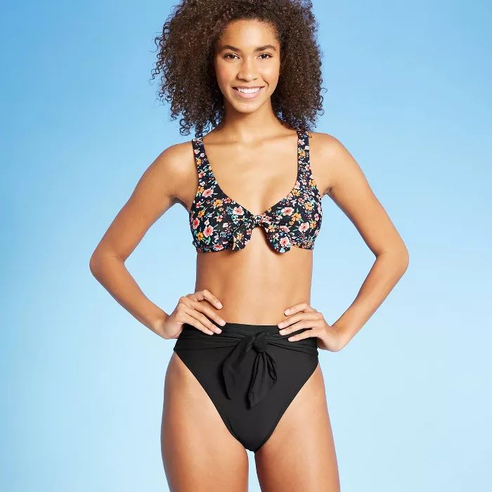 Women's Millie Bow Crop Bikini Top - Sea Angel Black | Target