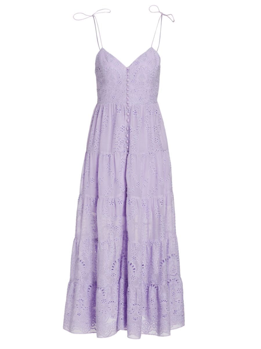 Alice + Olivia Shanti Eyelet Lace Midi-Dress | Saks Fifth Avenue