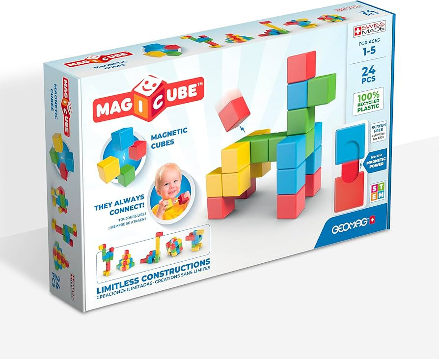 GEOMAG Swiss-Made MagiCube 24-Piece Magnetic Stacking Cubes Building Set, Large Blocks for Toddle... | Amazon (US)