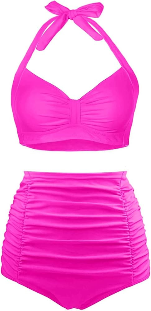 Holipick Women High Waisted Bikini Set Two Piece Tummy Control Swimsuit Halter Top with Bottom Ba... | Amazon (US)