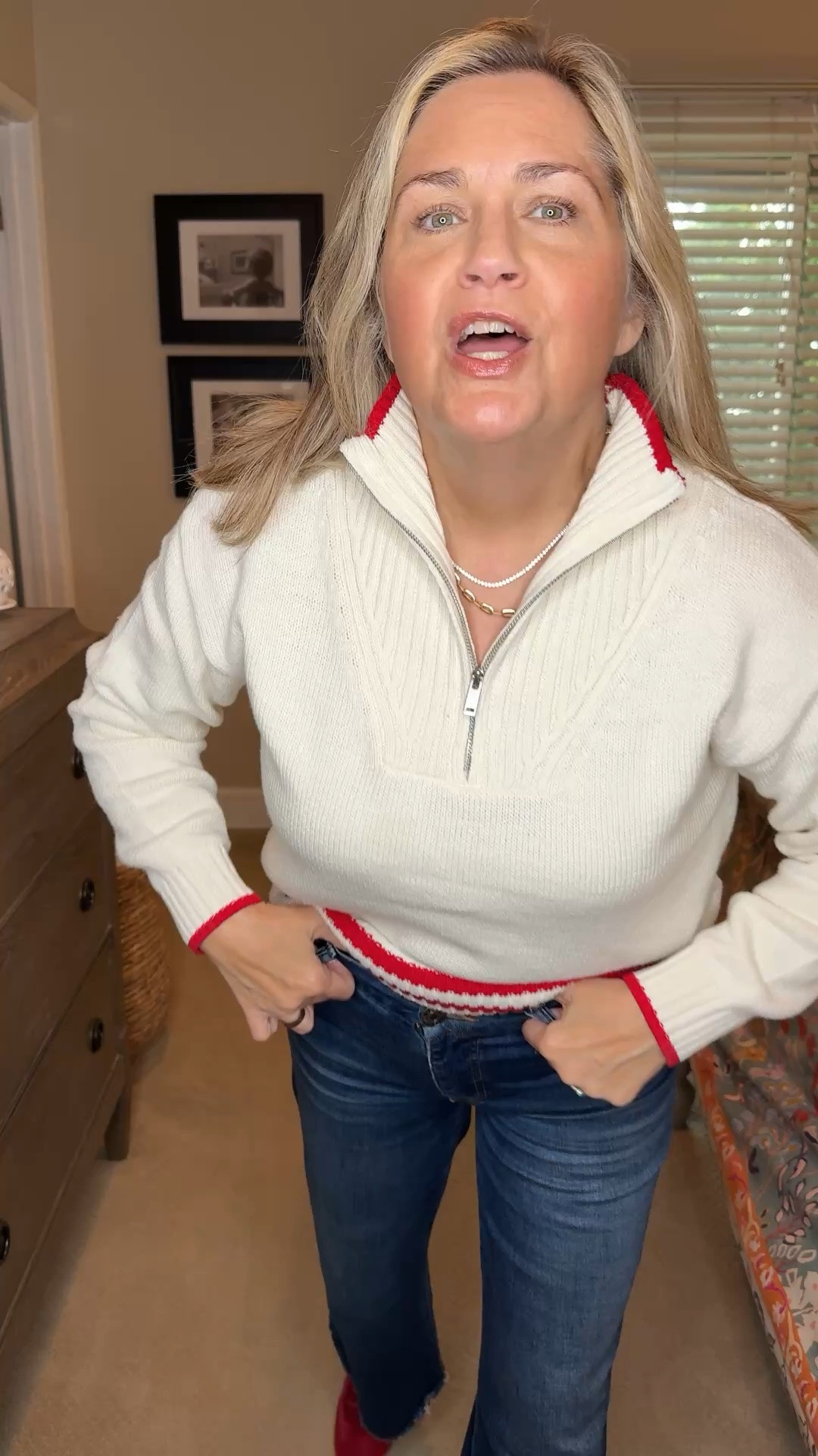 If you were to ask me one thing that I would splurge on, it would be these jeans. You can always get cute affordable tops in every price range but a good pair of denim is worth every penny. And in my opinion, these are incredibly affordable, compared to a high end designer pair. ￼wearing 2p in jeans & small in sweater.

#LTKootd #LTKOver40 #LTKPetite