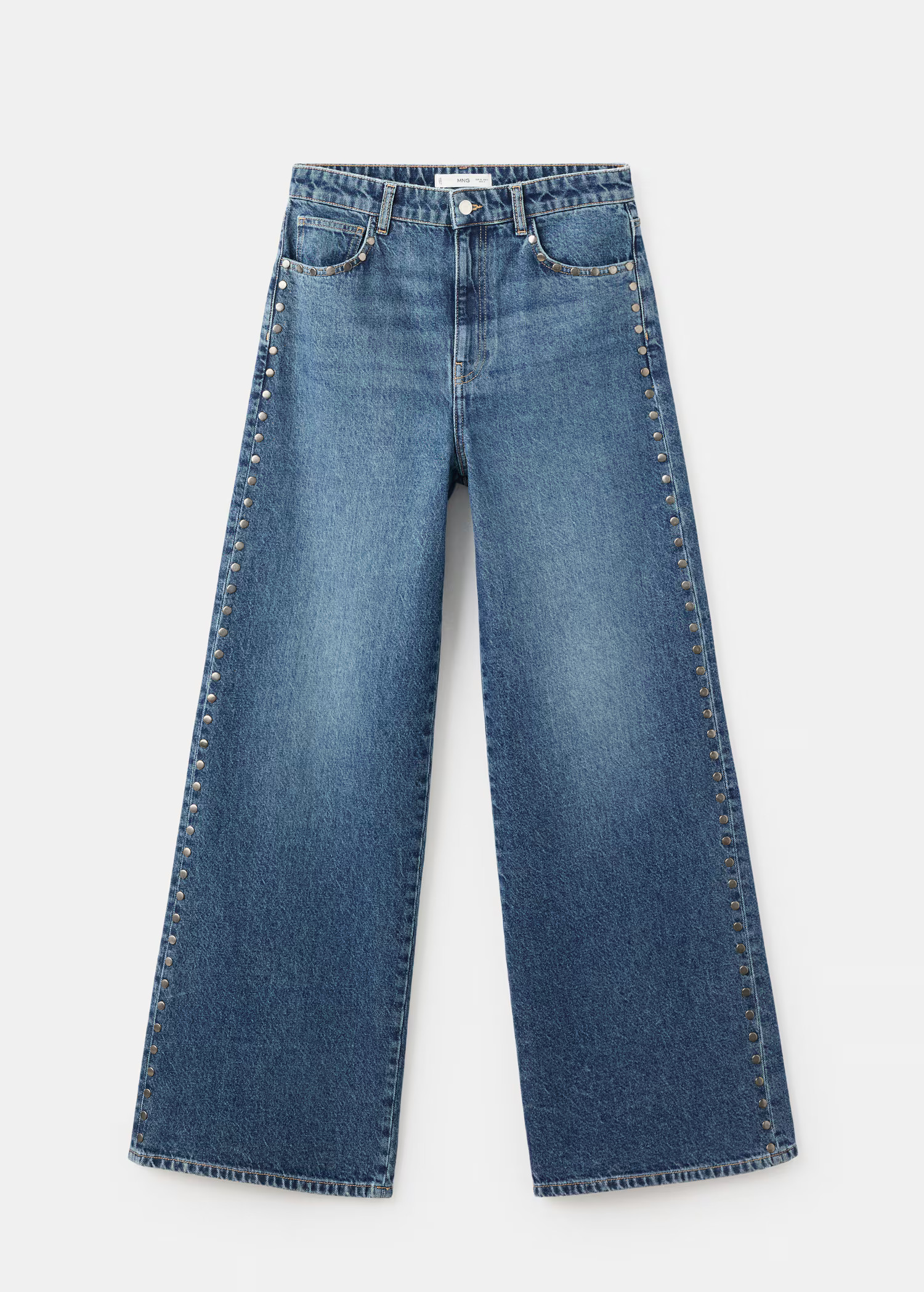 Wide-leg studded jeans | Mango (US/MX/AU)
