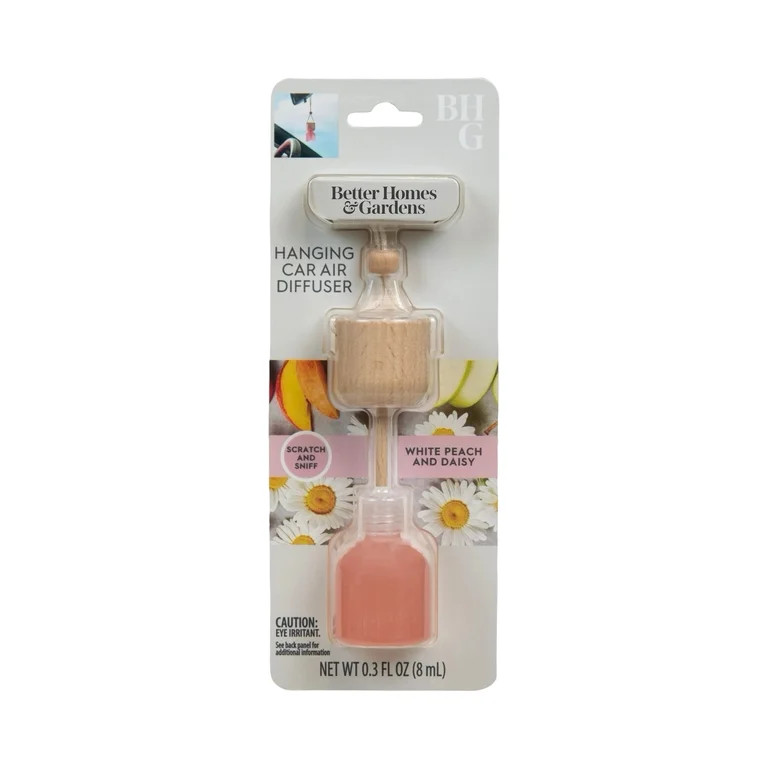 Better Homes & Gardens White Peach and Daisy Scented Hanging Car Diffuser, 0.3 fl (8 ml) | Walmart (US)