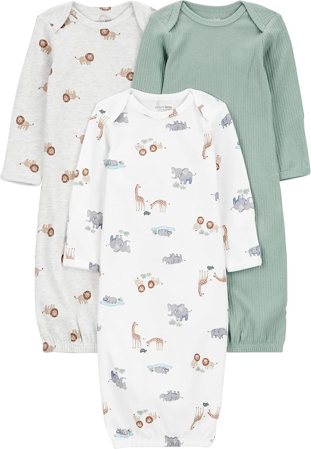Simple Joys by Carter's baby-boys 3-pack Cotton Sleeper Gown | Amazon (US)