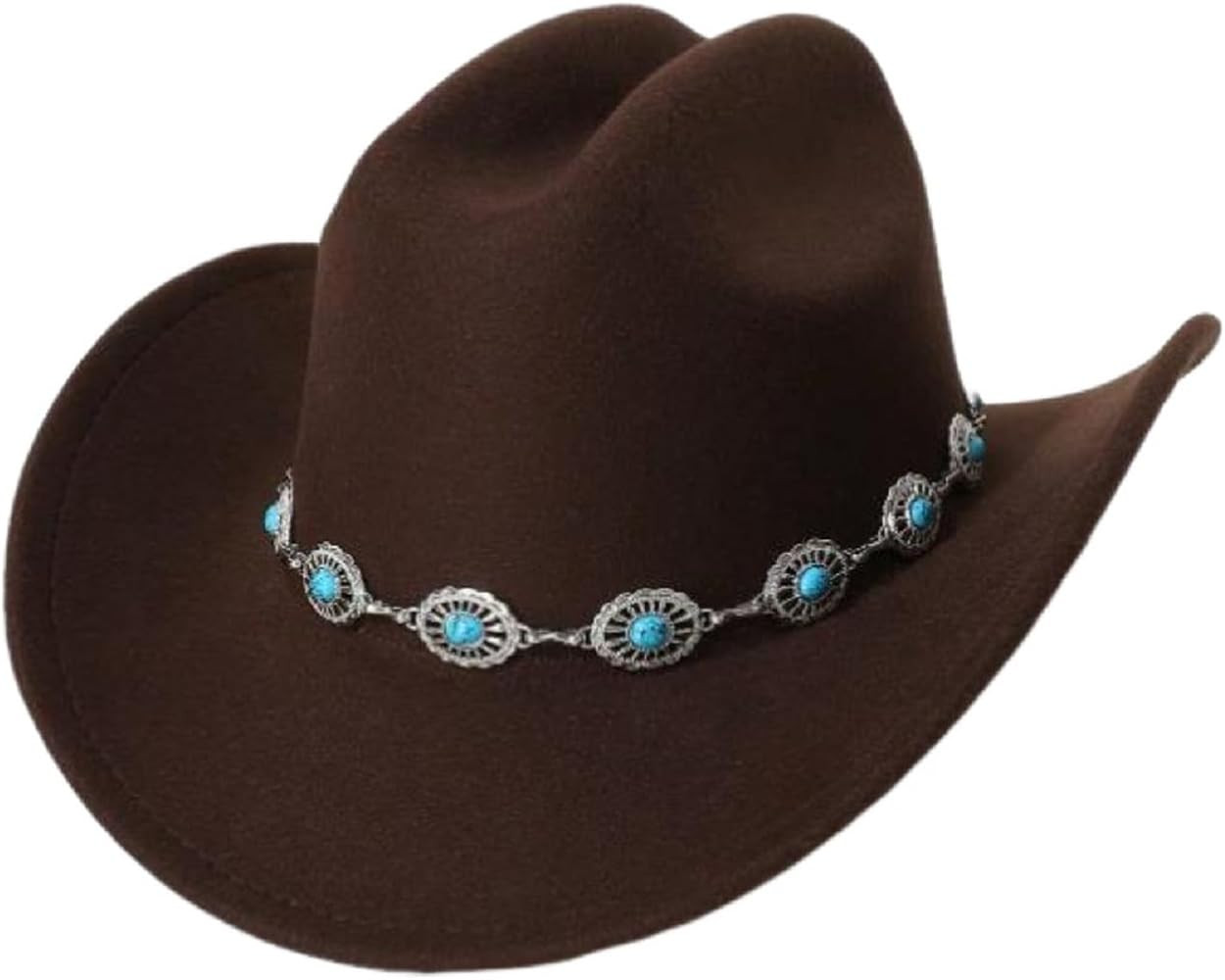 GORGLITTER Women's Cowboy Hat Turquoise Western Trendy Metal Bull Hatband Party Cowgirl Hats Vaca... | Amazon (US)