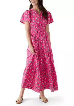Crown & Ivy™ Women's Printed Waisted Midi Dress | Belk