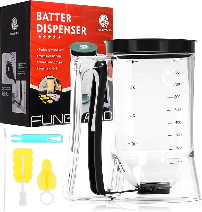 FUNGYAND Pancake Batter Dispenser, 900ML 4 Cups Capacity – Easy-Pour Tool for Pancakes, Cupcake... | Amazon (US)