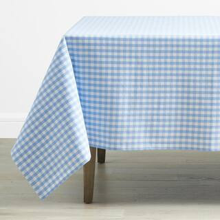 Yarn Dyed Gingham Tabletop 70 in. W x 120 in. L Blue Geometric Cotton Tablecloth | The Home Depot