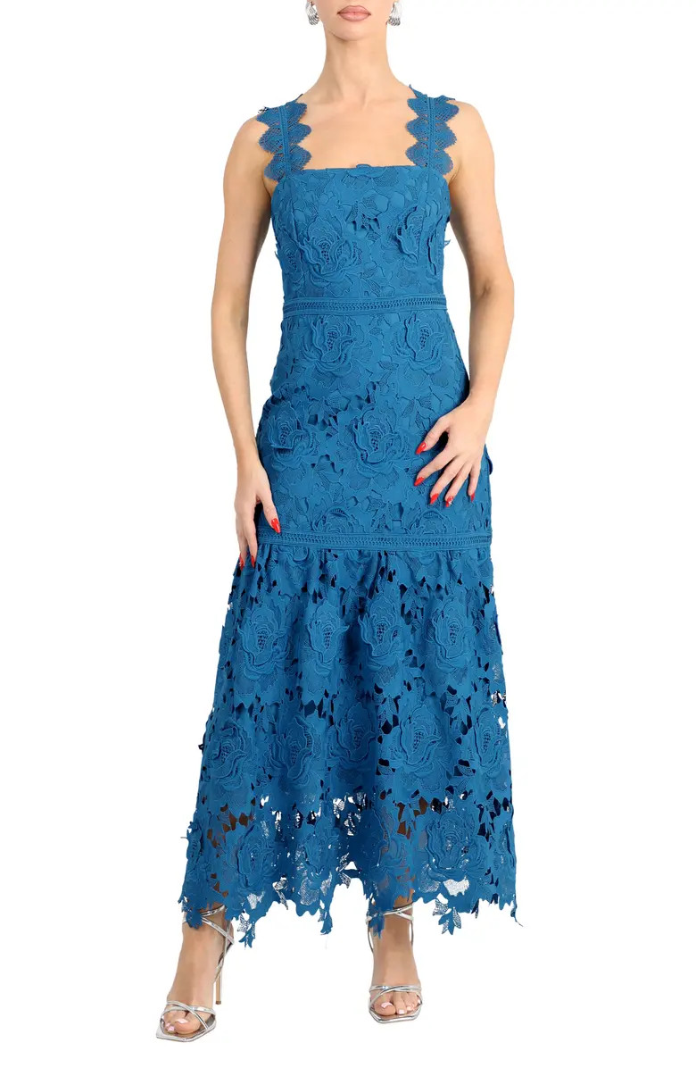 Adelyn Rae Karia Drop Waist Lace Midi Dress | Nordstrom | Nordstrom