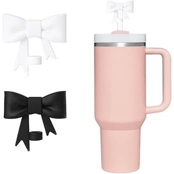 10mm Bow Shape Straw Topper for Stanley Cup (White+ Black) | Amazon (US)