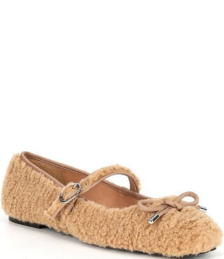Gianni Bini JosieTwo Faux Shearling Mary Jane Ballerina Flats | Dillard's | Dillard's