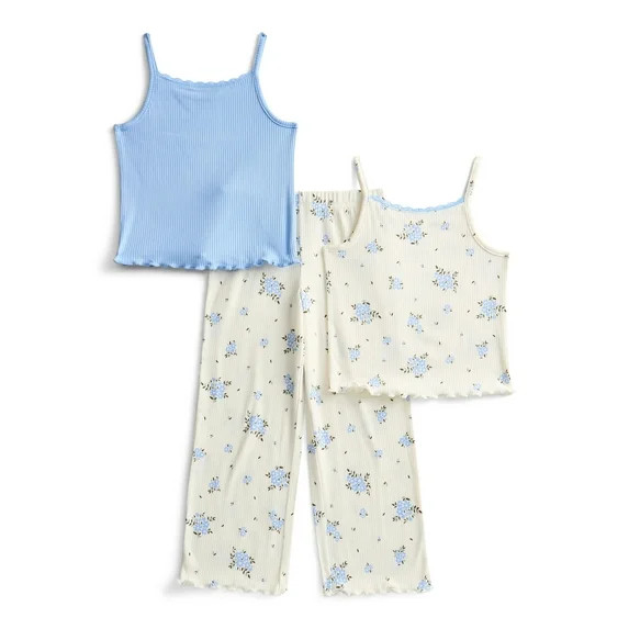 Wonder Nation Girls Tank Tops and Pants Sleep Set, 3-Piece, Sizes 4-18 | Walmart (US)