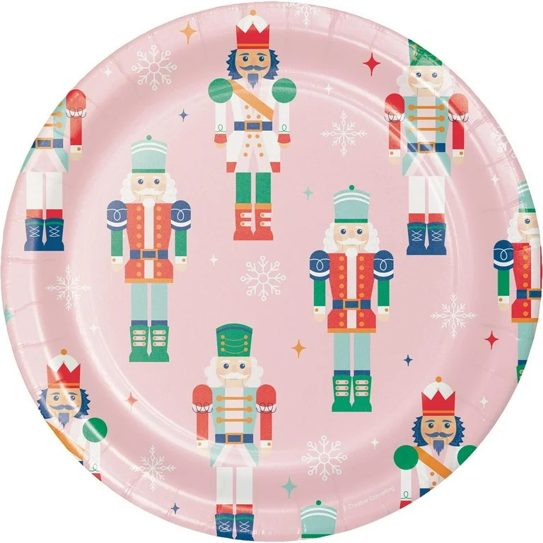 Nutcracker Christmas Disposable Paper Plates, 9", Pink, 20 Count, by Holiday Time | Walmart (US)