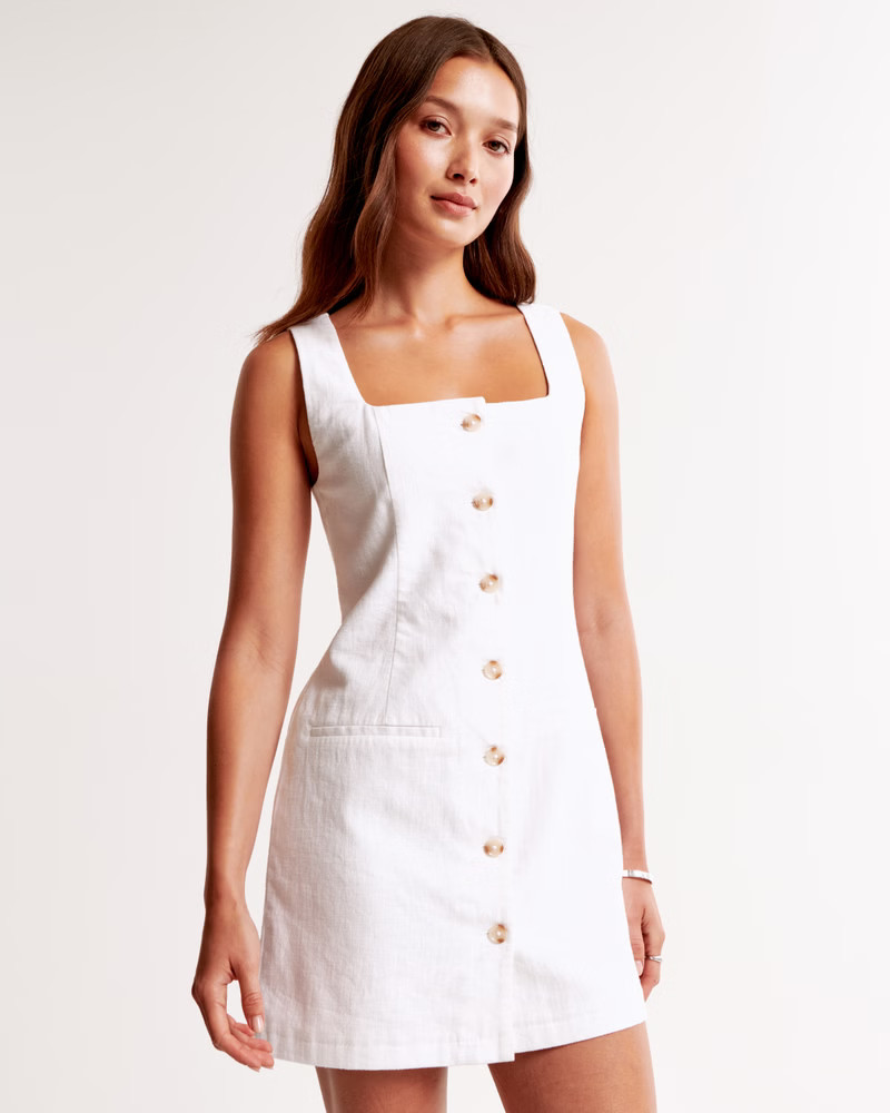 The A&F Mara Squareneck Linen-Blend Vest Mini Dress | Abercrombie & Fitch (US)