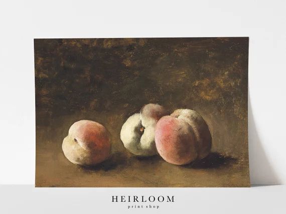 Kitchen Art | Peach Decor | Still Life | Oil Painting | Vintage Art | FINE ART PRINTS | Peaches | Etsy (US)