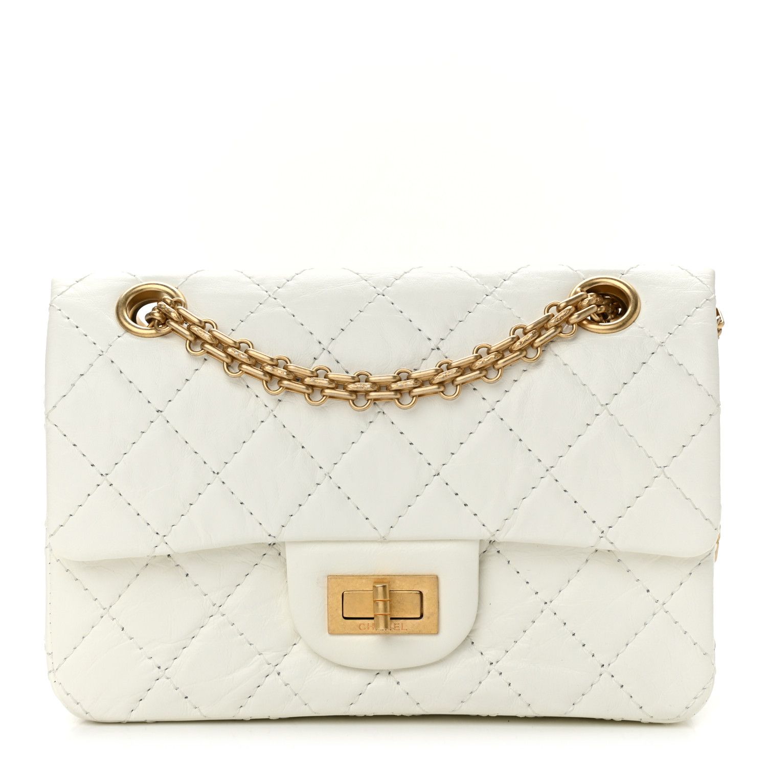 CHANEL Aged Calfskin Quilted 2.55 Reissue Mini Flap White | FASHIONPHILE | Fashionphile
