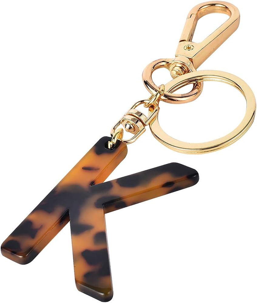 Junyuerly Letter Key Chains Accessories for Women and Girls,Gold Initial Key Ring Leopard print B... | Amazon (US)