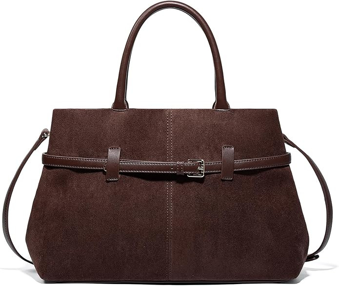 Suede Tote Handbag Retro Slouchy Hobo Bag with Buckle Work Causal Shoulder Crossbody Bag 2025 Lar... | Amazon (US)