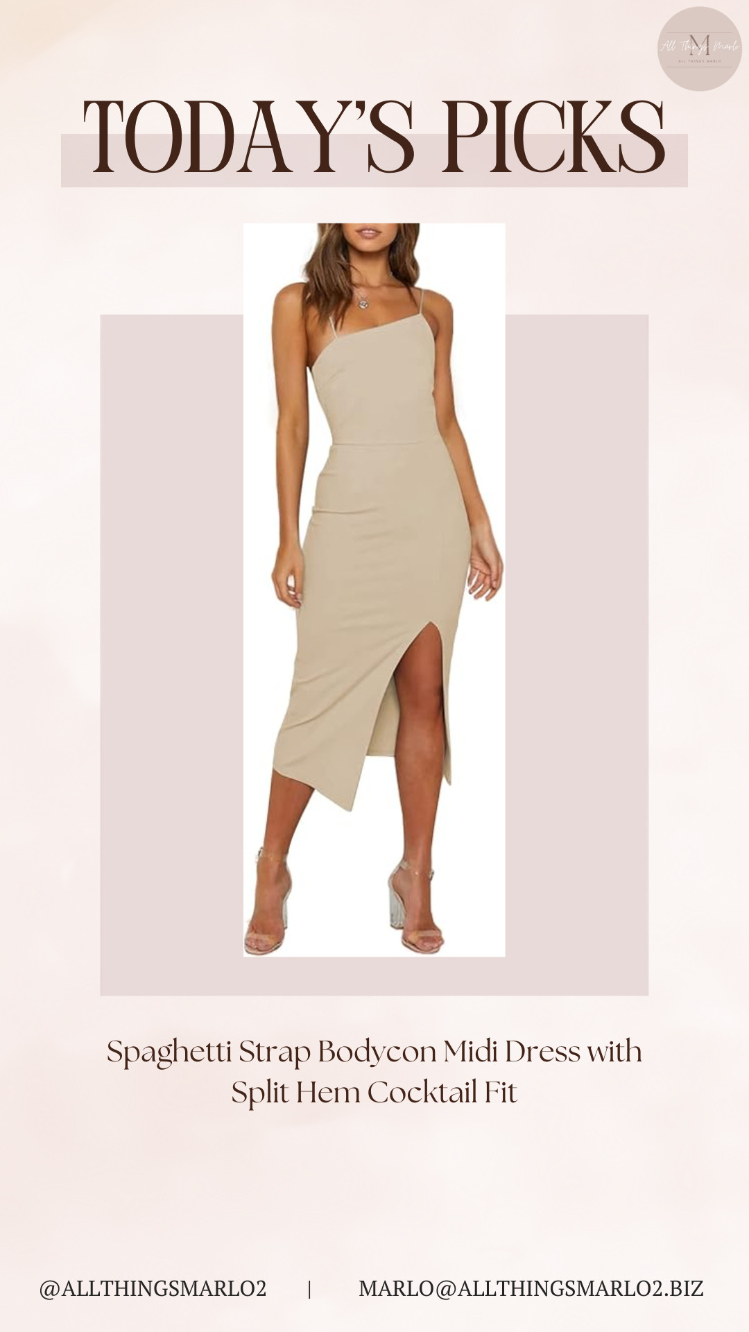 Spaghetti Strap Bodycon Midi Dress with Split Hem Cocktail Fit 

 #LTKSeasonal #LTKWorkwear #LTKTravel