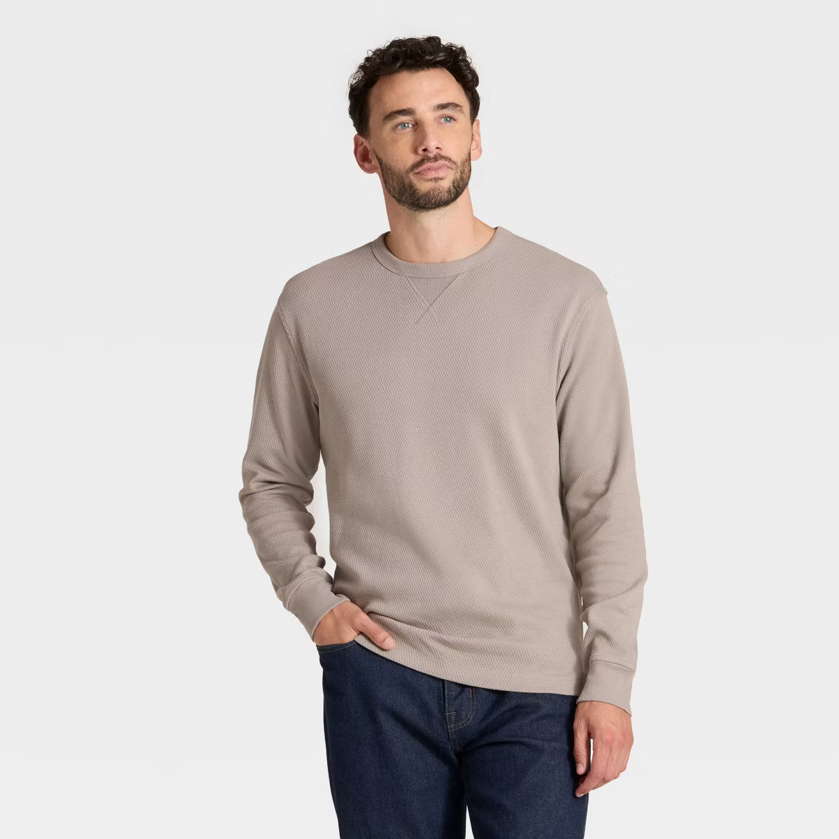 Men's Vintage Textured Crewneck Long Sleeve Shirt - Goodfellow & Co™ | Target
