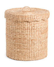 Water Hyacinth Round Basket With Removable Scalloped Lid | Office & Storage | Marshalls | Marshalls